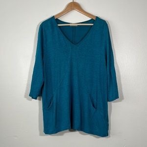 Habitat 3/4 Sleeve V-Neck 100% Linen Tunic size XL